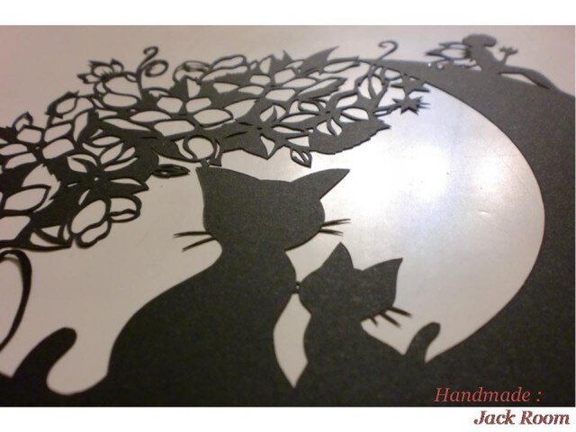 メルヘン切り絵I34 月猫Ⅱの画像1枚目