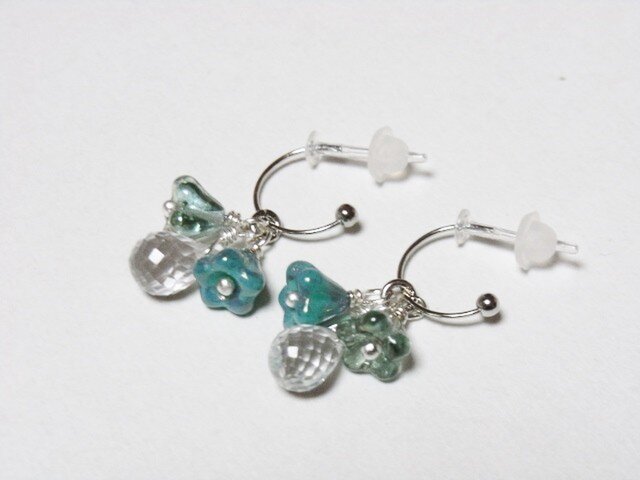 天然石(宝石質) 朝のしずくピアス クリスタルの画像1枚目