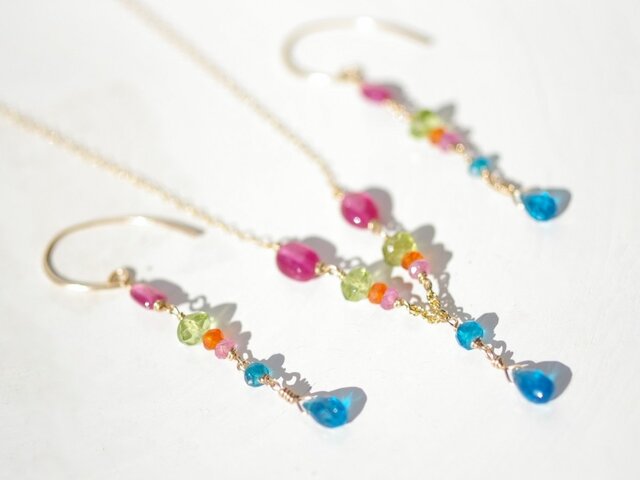 Ruby×Apatite colorful*Necklaceの画像1枚目