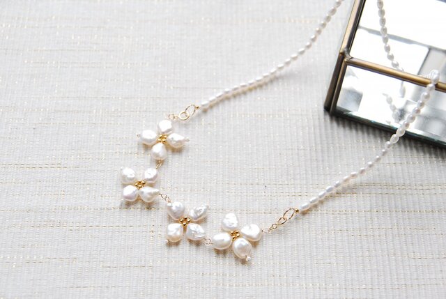 4つ花のネックレス14kgf (2way type)の画像1枚目