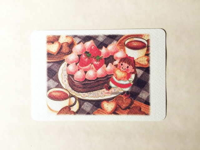 ハートのチョコケーキ ポストカードno.112の画像1枚目