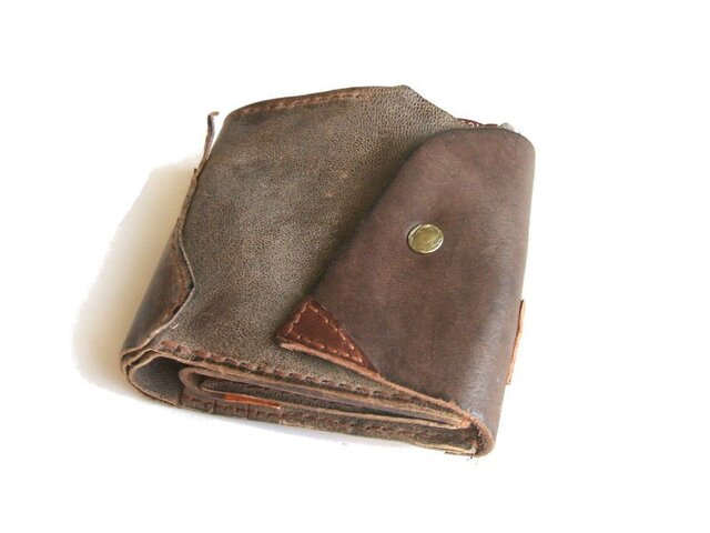 half wallet チャコールグレー×チョコ 二つ折り財布の画像1枚目
