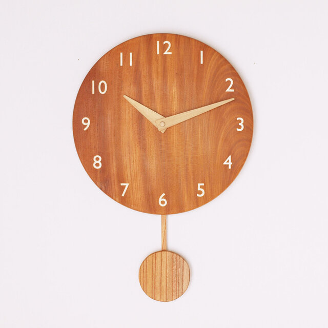 木製 振り子時計 丸型　ケヤキ材11