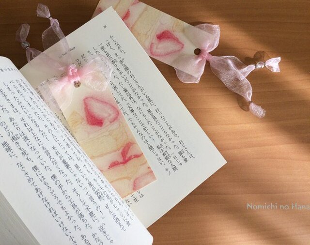 桃色リボンしおり2枚セット【C】ショートケーキの画像1枚目