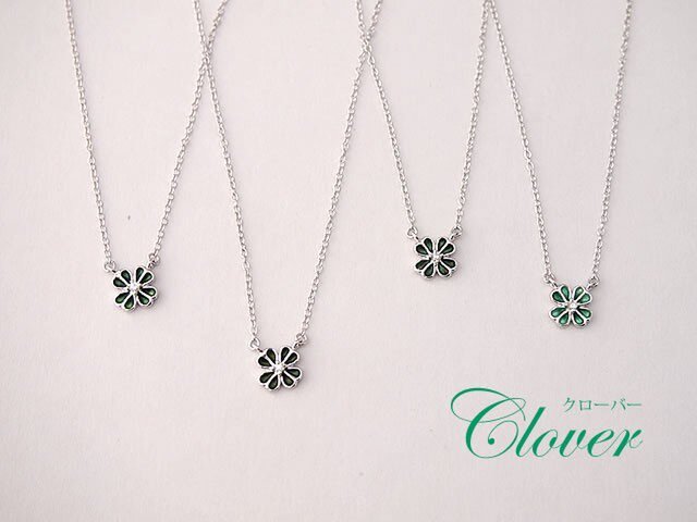 四葉クローバーネックレス【七宝】【エメラルドグリーン】【YujiKONO