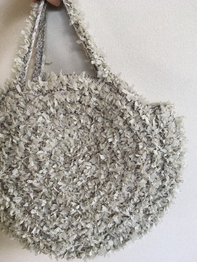 N様専用/薄グレー×WHITEのリボンヤーングルグルBAG