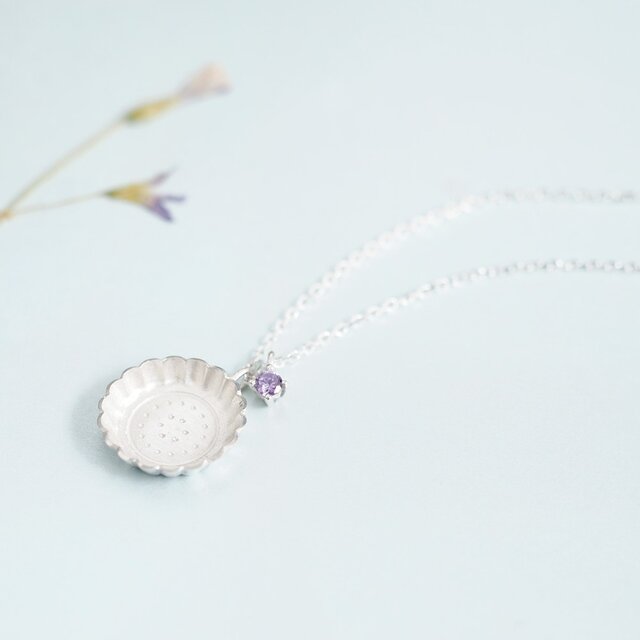 Amethyst ビスケット ネックレス シルバー925の画像1枚目