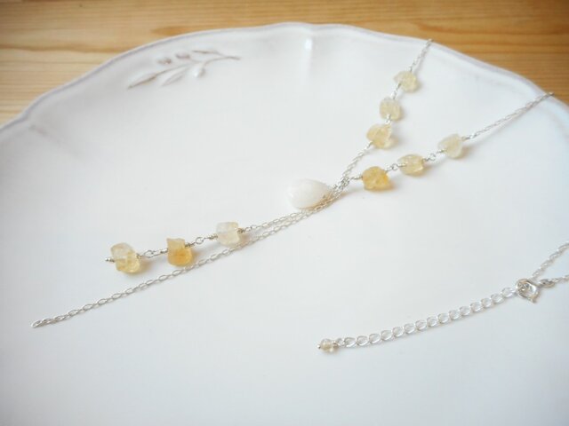 【SALE】SV925 honey&milk Y字ロングネックレス シルバーの画像1枚目