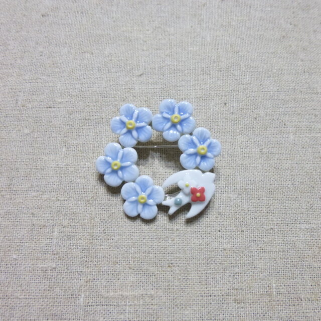 e.n.ブローチ 鳥&忘れな草の画像1枚目