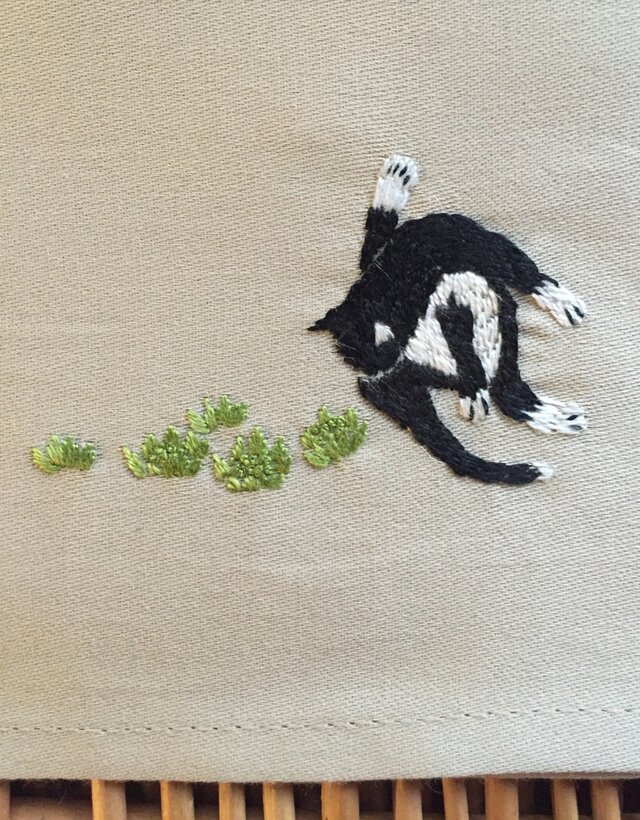 ハンカチ 猫とふきのとう