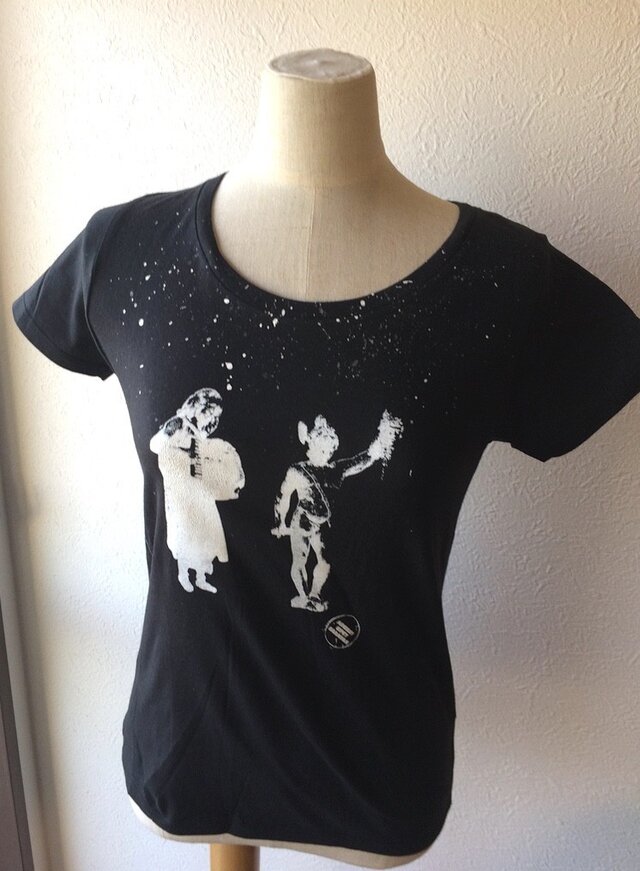 手刷りTシャツ Ladies S【子どもたち T5】の画像1枚目