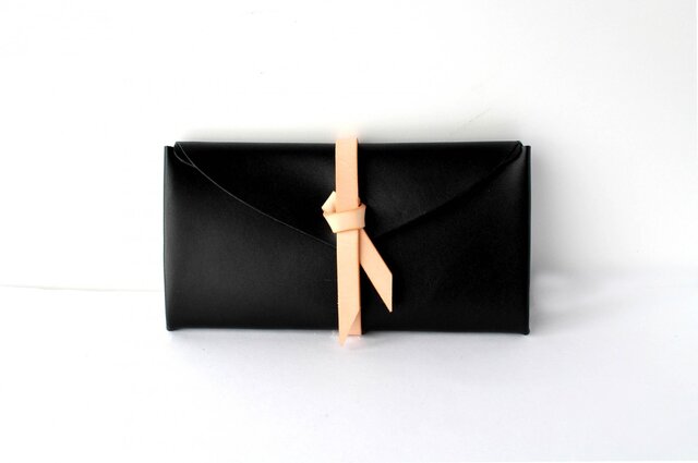 ori long wallet / 折りロングウォレット #黒 x ベージュの画像1枚目