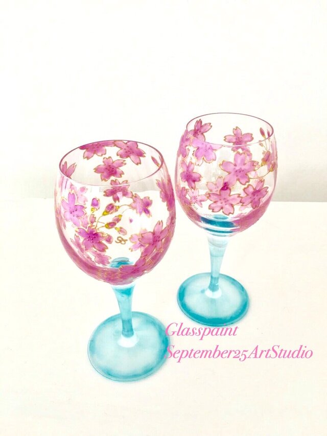 【桜ハンドメイド2017新作】桜ワイングラス1つの画像1枚目