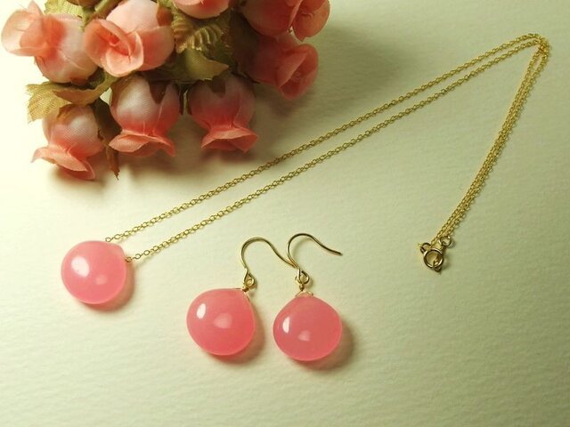 特別価格＊*K14GF***P135* 天然石ジェード（ビビットピンク色