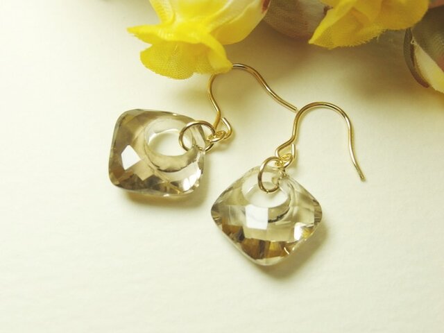 K14GF***P114* 宝石質スモーキークォーツAAA☆ドーナツ型ダイヤカット