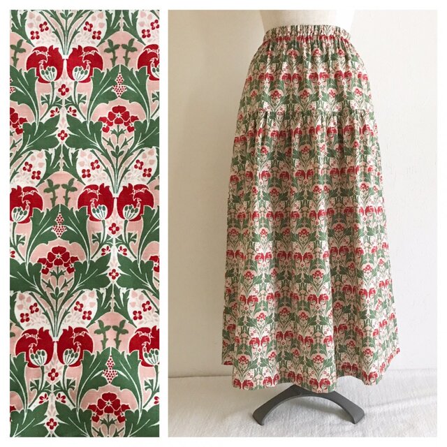 85cm丈：はくだけで美人に変身するティアードスカート（プリマヴェラ：ピンク）