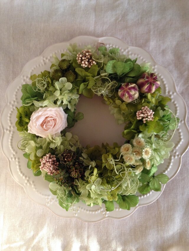 1輪バラのgreen wreath