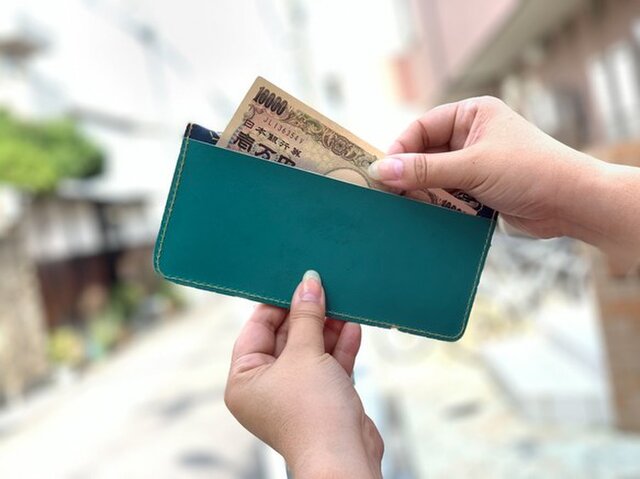 【35％OFF】 △F-SLIM メンズライクな落ち着き+夏ターコイズ「フルスリム 財布・ケース・小物入れ