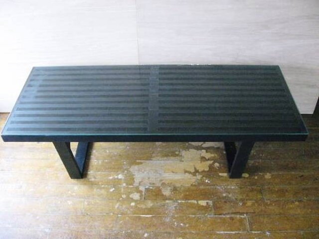 中古品/ガラストップ・プラットホームベンチ/B(チーク材)の画像1枚目