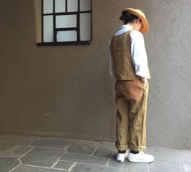 リネンパンツ brown goldの画像1枚目