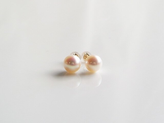 パールピアス10Kイエローゴールドの画像1枚目