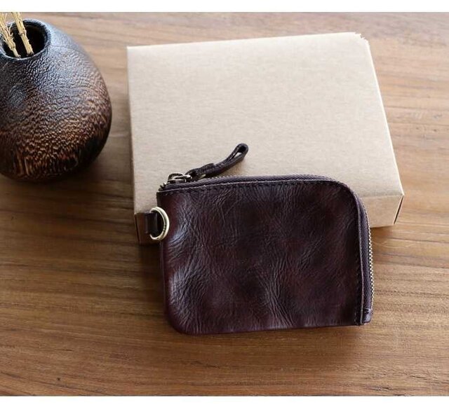 ヴィンテージ ハンドメイド ミニ コインケース 本革 小銭入れ 牛革 手作り 高級感 レザー かわいい おしゃれ AB18の画像1枚目