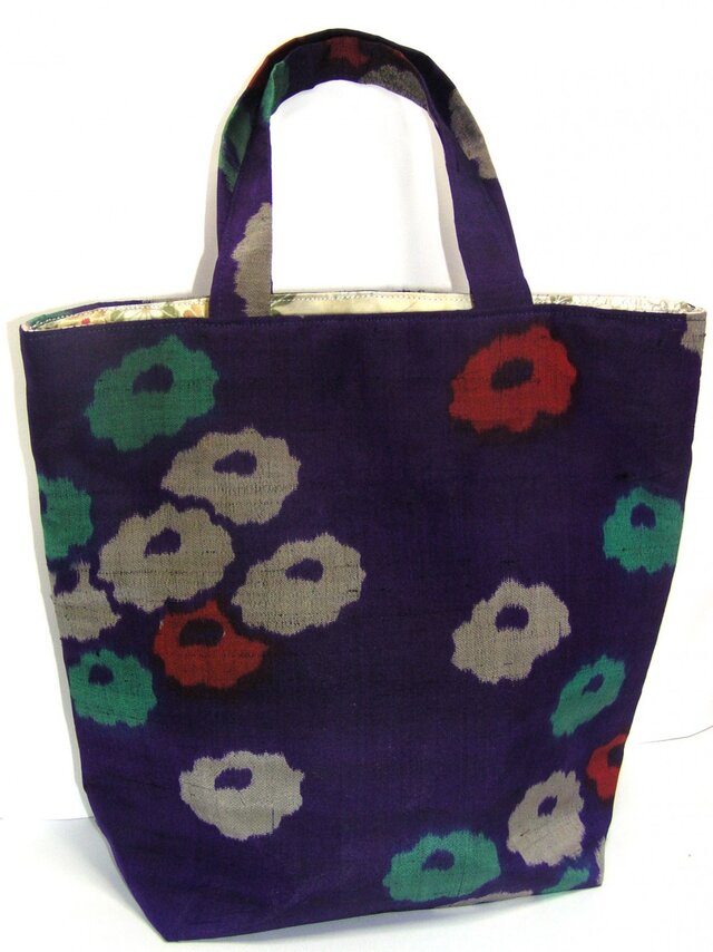 着物リメイク　銘仙トートバッグ　正絹