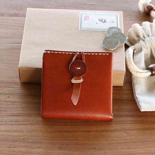 ハンドメイド 財布 本革 牛革 レディース 手作り 高級感 レザー 人気 かわいい おしゃれ AB35の画像1枚目