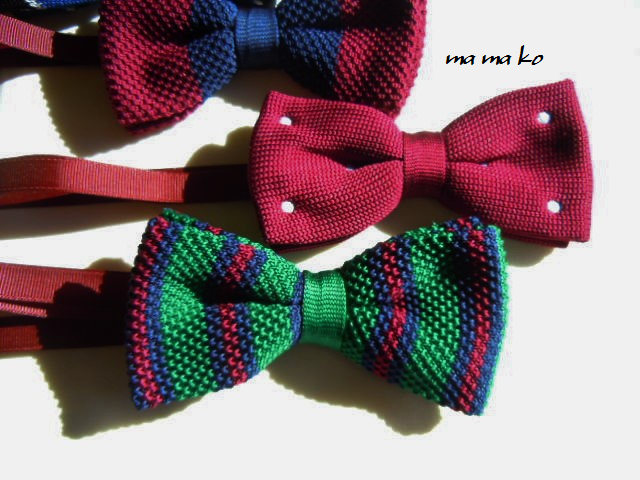 ニット素材の蝶ネクタイ ドット Iichi ハンドメイド クラフト作品 手仕事品の通販