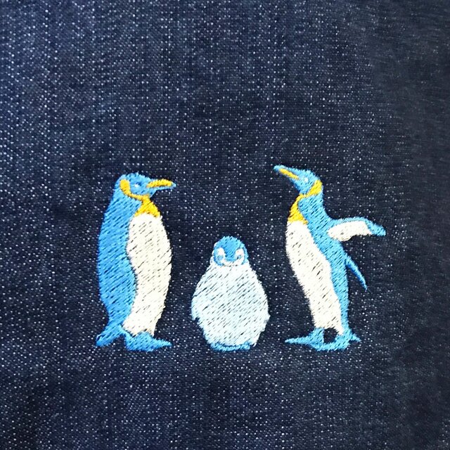 ペンギン 刺繍 Bigデニムトート | iichi 日々の暮らしを心地よくする