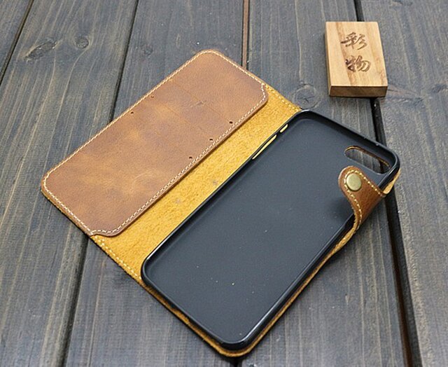 受注製作 かっこ綺麗な牛革iphone7 Plus Iphone8 Plusケース 手帳型 茶色 Kt811 Iichi ハンドメイド クラフト作品 手仕事品の通販