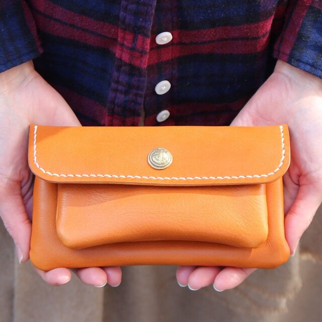 mare-wallet キャメル(杤木レザー財布)の画像1枚目
