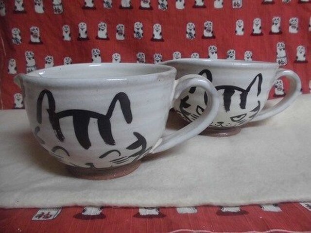 猫 納豆鉢 2個セットの画像1枚目
