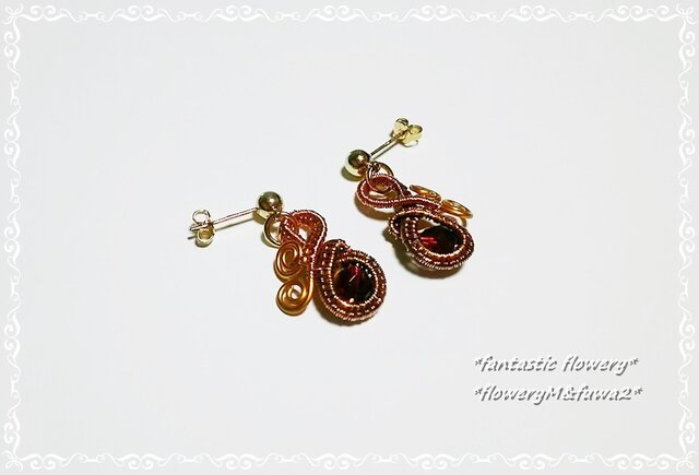 編込みコイルのピアス ローズレッド【fa2-0082】fantastic flowery* 送料無料有の画像1枚目