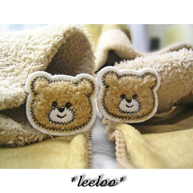 ★小さなくまのさん★ワッペン★ミニ２枚茶