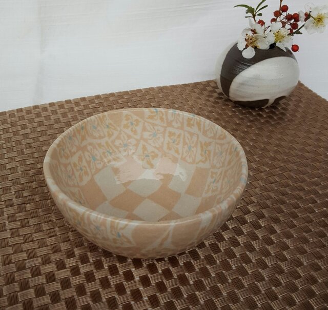 練上 ボウル オレンジ花菱紋の画像1枚目