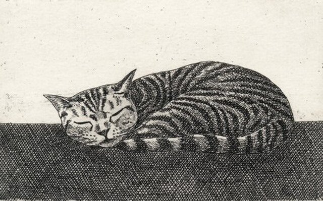 お昼寝の猫 / 銅版画 (額あり） | iichi ハンドメイド・クラフト作品・手仕事品の通販