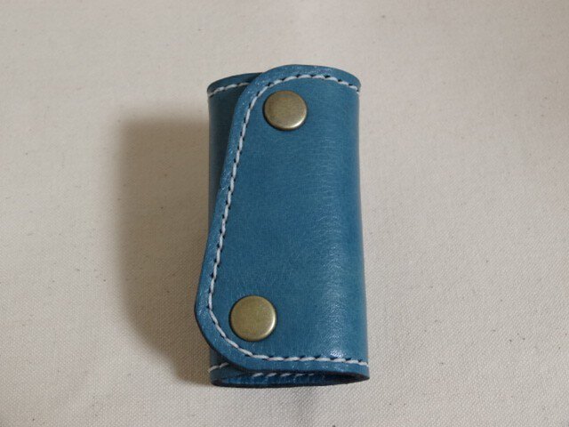 バングラキップ革 キーケース ドルフィンブルーの画像1枚目