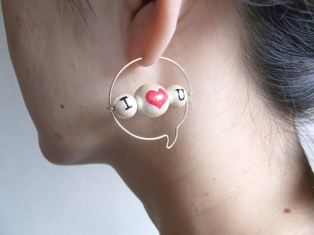 PBP-122 14kgf wire pierced earrings (I ❤U) - ピアス