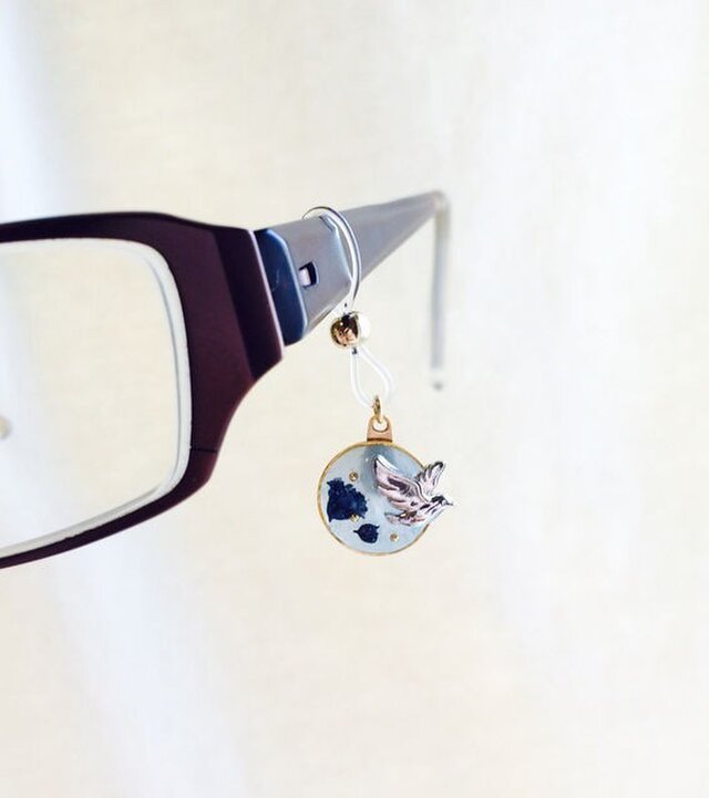 眼鏡チャーム 鳥（水）