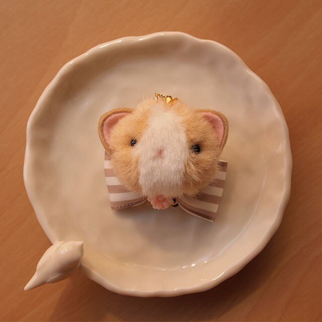 ふんわりブローチ＊2毛猫茶色ベージュのリボン