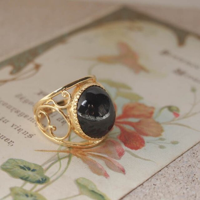 arabesque ring gd (ブラックスター)【FR075】の画像1枚目
