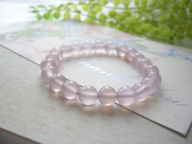 さくら色♪ 高品質AAA(3A) パープルカルセドニー 春ブレスレットの画像1枚目