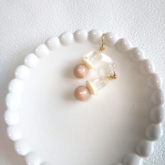 【1点もの】ヴィンテージピンク×ホワイト×クリア