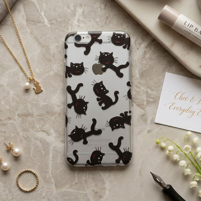 iPhoneクリアケース【黒猫だらけ】 | iichi 日々の暮らしを心地よく