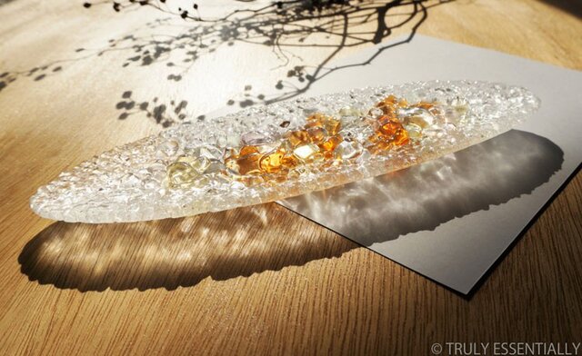 ガラスのアクセサリートレイ -「 灯りのタネ 」 ● アプリコット・28cmの画像1枚目