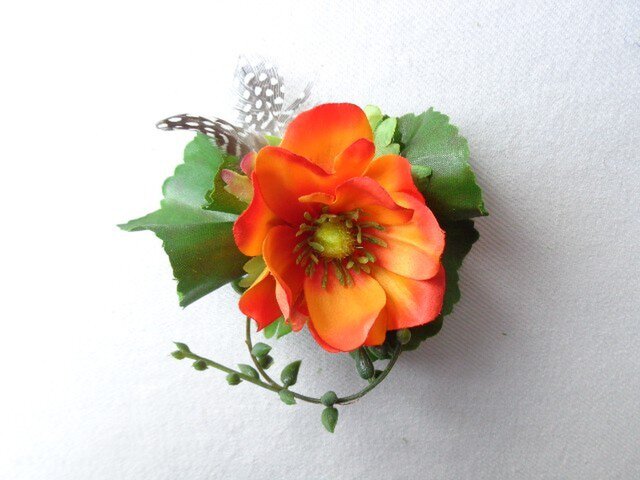 orange anemone コサージュ の画像1枚目