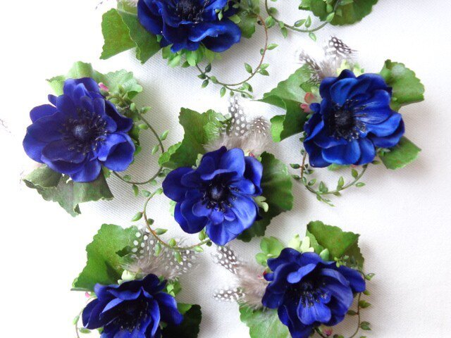 royal blue anemone コサージュ の画像1枚目