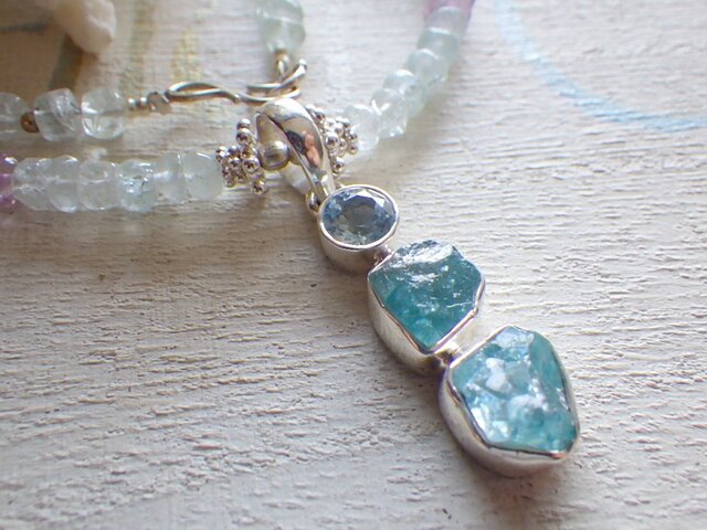 Blue Ocean Gem Necklace＊アパタイト＊アクアマリン＊ブルートパーズ