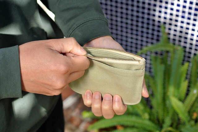 ブラウン 身軽になれる 倉敷帆布のミニ財布 Iichi ハンドメイド クラフト作品 手仕事品の通販